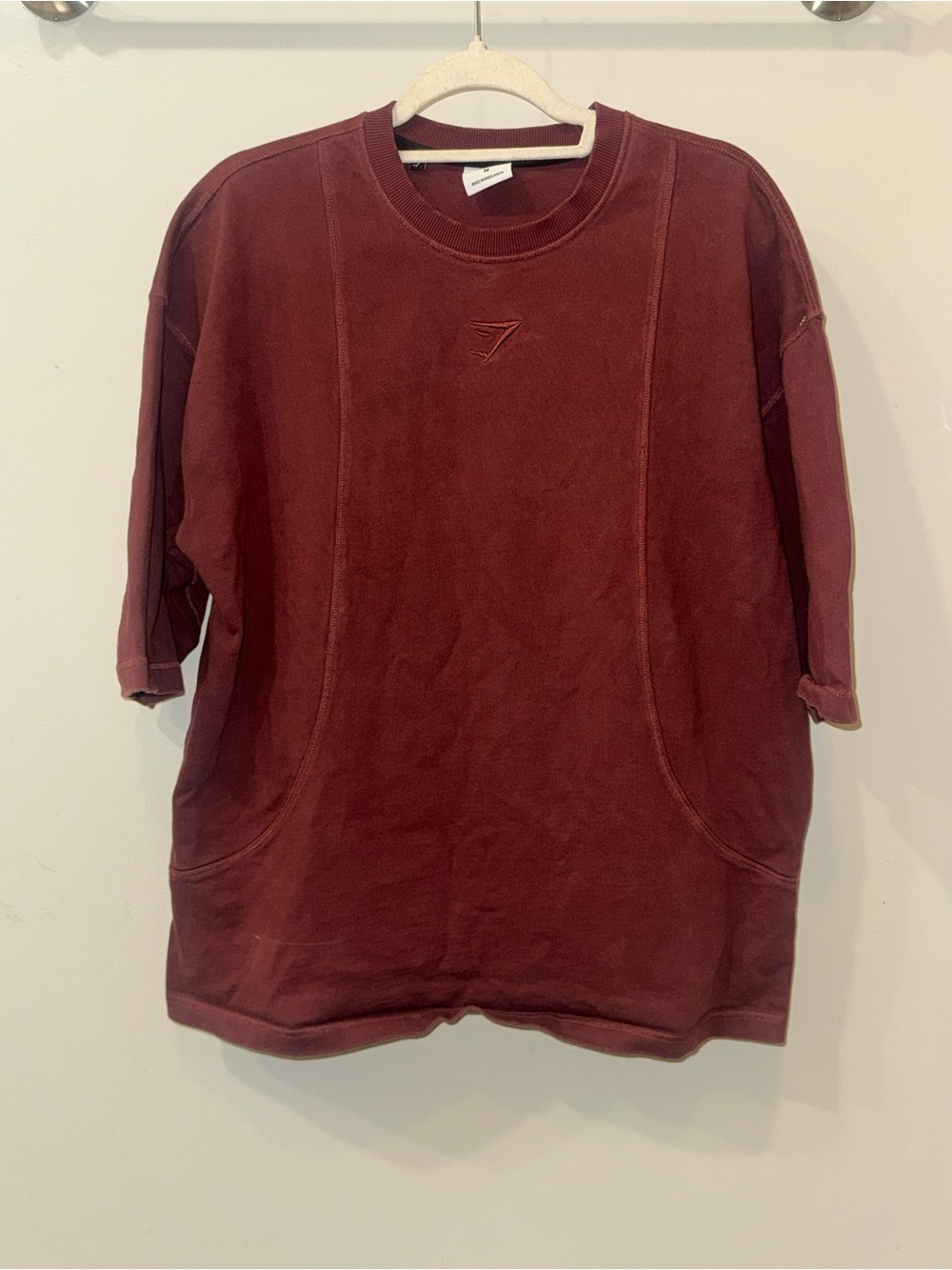 Gymshark Burgundy Premium Lifting Short Sleeve Sweatshirt